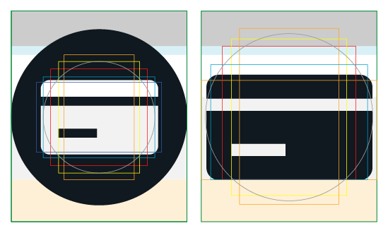 Diagram of illustrator artboard icon grid showing a circle icon and open icon